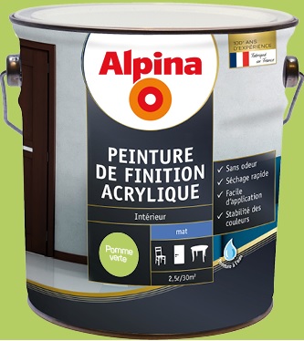 Peinture finition acrylique mat 2,5L Pomme verte